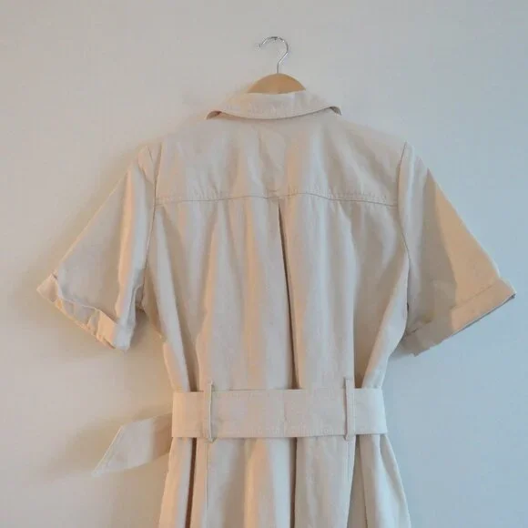 SEZANE Jeanette Denim Midi Belted Dress Molted Ecru Cream - Size EU 40 / US 8 - Picture 13 of 16